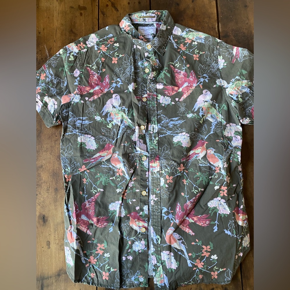 Denim & Flower Multicolor Bird Print Shirt